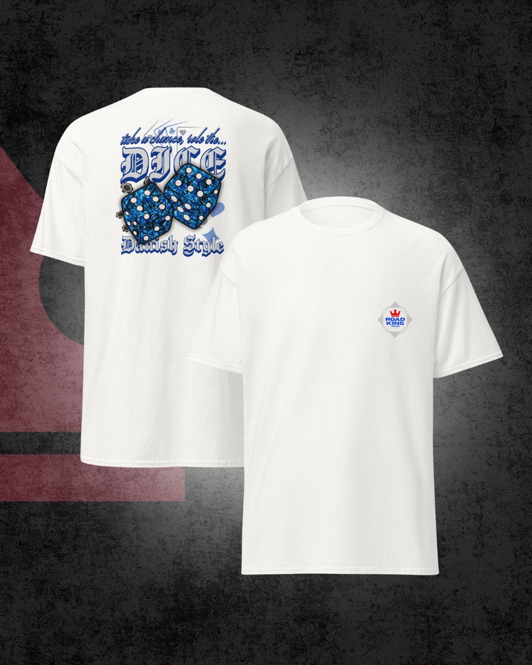 Deens dobbelsteen T-shirt blauw